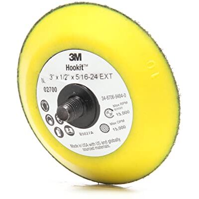 3M Hookit 2700 Patin de disque – Pour disques à crochet et à boucle – Utilisation avec ponceuses orbitales, ponceuses rotatives, meuleuses d'angle – 7,6 x 1,27 cm x 0,6 cm x 0,5 cm – 24 extérieur - Publicité 3M Hookit 2700 Patin de disque – Pour disques à crochet et à boucle – Utilisation avec ponceuses orbitales, ponceuses rotatives, meuleuses d'angle – 7,6 x 1,27 cm x 0,6 cm x 0,5 cm – 24 extérieur - Publicité