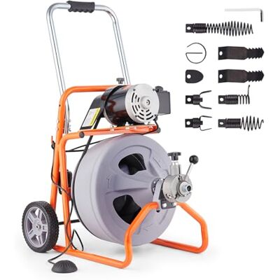 Vevor Machine de nettoyage de drains 75 pieds x 1/2 pouce - Alimentation automatique - Publicité Vevor Machine de nettoyage de drains 75 pieds x 1/2 pouce - Alimentation automatique - Publicité