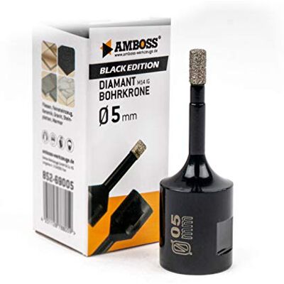 Amboss Werkzeuge Amboss Couronne diamant 5 mm (M14) pour meuleuse d'angle Convient pour grès cérame, carrelage dur, granit, etc. Publicité Amboss Werkzeuge Amboss Couronne diamant 5 mm (M14) pour meuleuse d'angle Convient pour grès cérame, carrelage dur, granit, etc. Publicité