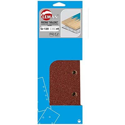 Leman 93185.08.03 Lot de 6 Patins abrasifs velcro en Corindon 2 x 4 trous 93 x 185 mm Grain 120 - Publicité Leman 93185.08.03 Lot de 6 Patins abrasifs velcro en Corindon 2 x 4 trous 93 x 185 mm Grain 120 - Publicité