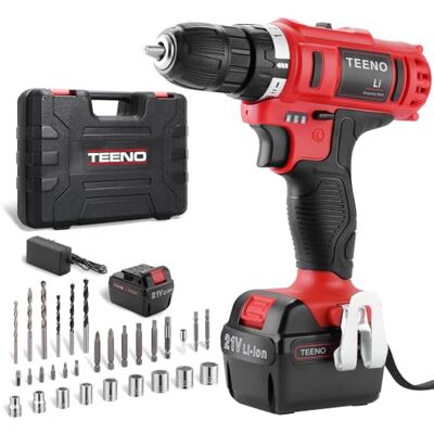 TEENO Perceuse visseuse sans fil 21V, livrée avec 1 batteries 1,5Ah, couple de 35Nm, 18+1 réglages, 2 vitesses et éclairage LED, adaptée aux travaux de bricolage. Publicité TEENO Perceuse visseuse sans fil 21V, livrée avec 1 batteries 1,5Ah, couple de 35Nm, 18+1 réglages, 2 vitesses et éclairage LED, adaptée aux travaux de bricolage. Publicité