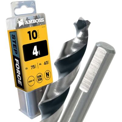Amboss Werkzeuge 10x foret hélicoïdal Step Force Ø4,0 mm HSS-G DIN 338 pour acier, acier de construction, aluminium, métaux non ferreux ® foret pour tôles, profilés Hexagonal pour perceuse - Publicité Amboss Werkzeuge 10x foret hélicoïdal Step Force Ø4,0 mm HSS-G DIN 338 pour acier, acier de construction, aluminium, métaux non ferreux ® foret pour tôles, profilés Hexagonal pour perceuse - Publicité