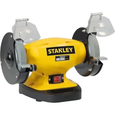 Stanley Touret à meuler d'atelier 330W Ø150 mm – Double meule grain 36/60, moteur à induction, affûtage atelier - Publicité Stanley Touret à meuler d'atelier 330W Ø150 mm – Double meule grain 36/60, moteur à induction, affûtage atelier - Publicité