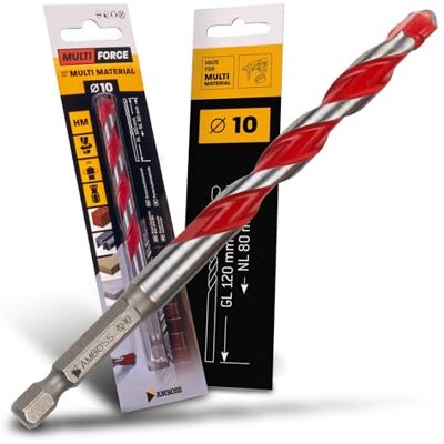 Amboss Werkzeuge Foret multi-usages HM Ø 10 mm – Bois, tôle, plaques de plâtre, profilé métallique, carrelage, maçonnerie, etc. Outils AMBOSS Multi Force Foret multifonction 6 pans pour perceuse/visseuse sans fil - Publicité Amboss Werkzeuge Foret multi-usages HM Ø 10 mm – Bois, tôle, plaques de plâtre, profilé métallique, carrelage, maçonnerie, etc. Outils AMBOSS Multi Force Foret multifonction 6 pans pour perceuse/visseuse sans fil - Publicité