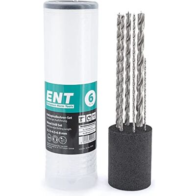 ENT 09246 Jeu de 6 mèches à bois Ø 2, 3, 4, 5, 6 et 8 mm, extra longues 150/200 mm, NL 100 mm, HSS rectifié, pour bois, convi aux perceuses sans fil - Publicité ENT 09246 Jeu de 6 mèches à bois Ø 2, 3, 4, 5, 6 et 8 mm, extra longues 150/200 mm, NL 100 mm, HSS rectifié, pour bois, convi aux perceuses sans fil - Publicité