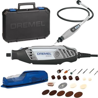Dremel 3000 Outil Rotatif Multifonction 130W avec 1 Adaptation 25 Accessoires, Vitesse Variable 10000-33000 tr/min pour Découper, Poncer, Percer, Nettoyer, Sculpter, Polir, Graver, Meuler - Publicité Dremel 3000 Outil Rotatif Multifonction 130W avec 1 Adaptation 25 Accessoires, Vitesse Variable 10000-33000 tr/min pour Découper, Poncer, Percer, Nettoyer, Sculpter, Polir, Graver, Meuler - Publicité