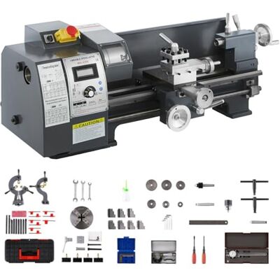 VEVOR Tour à Métaux 210x400 mm Mini Tour à Bois Affichage Numérique Vitesse Variable 50-2500 tr/min Réglable Électronique Fraises Mandrins Outils de Mesure pour Travaux de Précision - Publicité VEVOR Tour à Métaux 210x400 mm Mini Tour à Bois Affichage Numérique Vitesse Variable 50-2500 tr/min Réglable Électronique Fraises Mandrins Outils de Mesure pour Travaux de Précision - Publicité