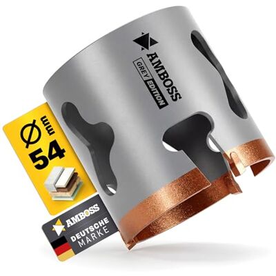 Amboss Werkzeuge Scie cloche, 54 mm HM, pour bois, carrelage, fibreciment, plâtre, béton cellulaire, plastiques Foret / scie circulaire cloche/fraise cloche Profondeur de coupe : 58 mm Filetage M16 Sans - Publicité Amboss Werkzeuge Scie cloche, 54 mm HM, pour bois, carrelage, fibreciment, plâtre, béton cellulaire, plastiques Foret / scie circulaire cloche/fraise cloche Profondeur de coupe : 58 mm Filetage M16 Sans - Publicité