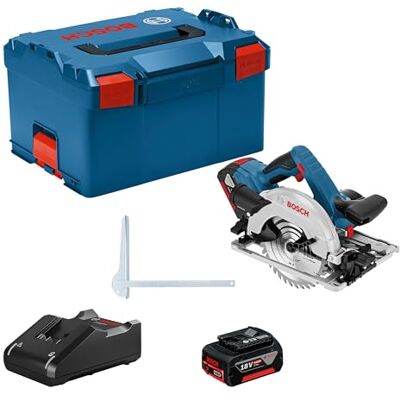 Bosch 18V System scie circulaire sans-fil GKS 18V-57 G (compatible rail de guidage, capacité de coupe : 57 mm, 2 batteries 4,0 Ah, chargeur rapide GAL 18V-40, 1 lame de scie, L-BOXX) - Publicité Bosch 18V System scie circulaire sans-fil GKS 18V-57 G (compatible rail de guidage, capacité de coupe : 57 mm, 2 batteries 4,0 Ah, chargeur rapide GAL 18V-40, 1 lame de scie, L-BOXX) - Publicité