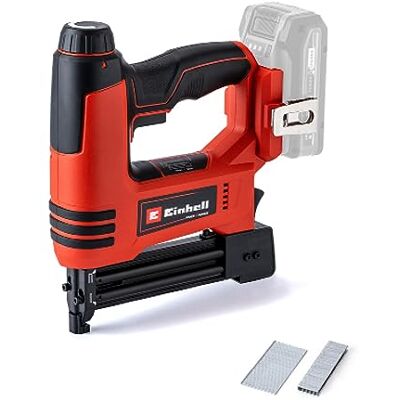 Einhell Agrafeuse sans fil TE-CN 18 Li-Solo Power X-Change (18 V, agrafeuse + cloueuse, incl. 300 clous et 300 agrafes) Livré sans Batterie ni Chargeur - Publicité Einhell Agrafeuse sans fil TE-CN 18 Li-Solo Power X-Change (18 V, agrafeuse + cloueuse, incl. 300 clous et 300 agrafes) Livré sans Batterie ni Chargeur - Publicité