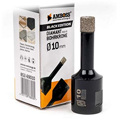 Amboss Werkzeuge Amboss Couronne de forage diamant 10 mm (M14) pour meuleuse d'angle Convient pour grès cérame, carrelage dur, granit, etc. Publicité Amboss Werkzeuge Amboss Couronne de forage diamant 10 mm (M14) pour meuleuse d'angle Convient pour grès cérame, carrelage dur, granit, etc. Publicité