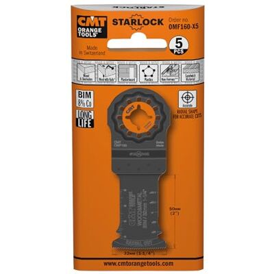 CMT ORANGE TOOLS OMF160-X5 32mm Lame Plongeante et de Coupe à Ras pour Bois et Clous - Publicité CMT ORANGE TOOLS OMF160-X5 32mm Lame Plongeante et de Coupe à Ras pour Bois et Clous - Publicité