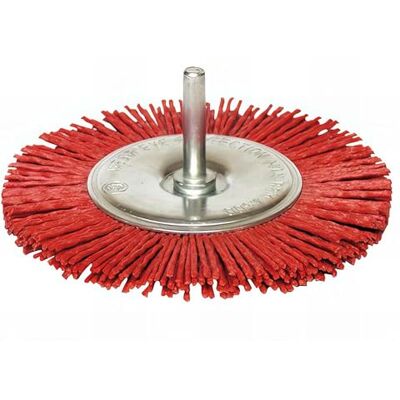 Leman Lot de 10 brosses circulaires sur tige fil nylon pour décapage doux D. 100 mm Q.6 x 30 mm Ep.8 mm Gr.80 - - Publicité Leman Lot de 10 brosses circulaires sur tige fil nylon pour décapage doux D. 100 mm Q.6 x 30 mm Ep.8 mm Gr.80 - - Publicité