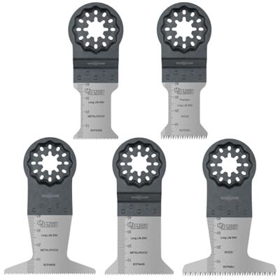 SabreCut 5pcs SCFNK5 Lames multitool Longue durée Compatible avec Bosch, Fein (Non-StarLock), lames HSS bi-métal coupent bois, métal et clous - Publicité SabreCut 5pcs SCFNK5 Lames multitool Longue durée Compatible avec Bosch, Fein (Non-StarLock), lames HSS bi-métal coupent bois, métal et clous - Publicité