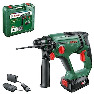 Bosch Marteau perforateur sans-fil UniversalHammer 18V (1x batterie de 2,5 Ah ; système 18V ; perçage/marteau perforateur/burinage ; 2.0 J Impact Energy ; Porte-outils SDS Plus ; Dans un carton) - Publicité Bosch Marteau perforateur sans-fil UniversalHammer 18V (1x batterie de 2,5 Ah ; système 18V ; perçage/marteau perforateur/burinage ; 2.0 J Impact Energy ; Porte-outils SDS Plus ; Dans un carton) - Publicité