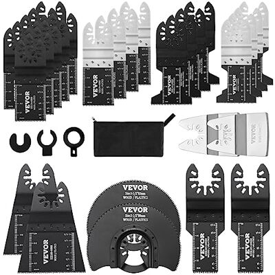 VEVOR Lames de Scie Oscillante 30PCS Lames Outil Multifonction Universelles Dégagement Rapide 8 Types Lames Outils Oscillants pour Bois Métal Plastique pour Dewalt Milwaukee Hitachi Chicago Craftsman - Publicité VEVOR Lames de Scie Oscillante 30PCS Lames Outil Multifonction Universelles Dégagement Rapide 8 Types Lames Outils Oscillants pour Bois Métal Plastique pour Dewalt Milwaukee Hitachi Chicago Craftsman - Publicité