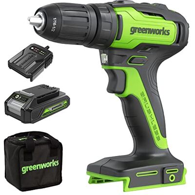 Greenworks GD24DD35K2 Perceuse sans fil brushless - 35Nm, 0-1450 tr/min - Publicité Greenworks GD24DD35K2 Perceuse sans fil brushless - 35Nm, 0-1450 tr/min - Publicité