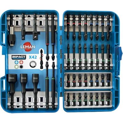 Leman Coffret de douilles 1/4" avec embouts impact 42 pièces - Publicité Leman Coffret de douilles 1/4" avec embouts impact 42 pièces - Publicité