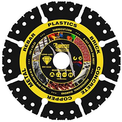 SabreCut 1pc VBSC180MU 180mm 22.23mm Alésage Lame circulaire TCT Durable Industrial-grade vacuum-brazed diamond offre durable coupe à sec across a wide range of construction materials - Publicité SabreCut 1pc VBSC180MU 180mm 22.23mm Alésage Lame circulaire TCT Durable Industrial-grade vacuum-brazed diamond offre durable coupe à sec across a wide range of construction materials - Publicité