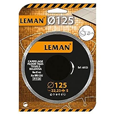 Leman 68125 Disque diamant jante continue de carrelage 125 x 22,23 mm Hauteur 5 mm - Publicité Leman 68125 Disque diamant jante continue de carrelage 125 x 22,23 mm Hauteur 5 mm - Publicité