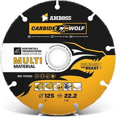 Amboss Werkzeuge Disque à tronçonner Amboss Carbide Wolf Ø 125mm métal dur pour meuleuse d'angle (Flex, Bosch, etc.) Bois (avec clous), plastique, plâtre Disque à tronçonner en bois, lame de scie universelle - Publicité Amboss Werkzeuge Disque à tronçonner Amboss Carbide Wolf Ø 125mm métal dur pour meuleuse d'angle (Flex, Bosch, etc.) Bois (avec clous), plastique, plâtre Disque à tronçonner en bois, lame de scie universelle - Publicité