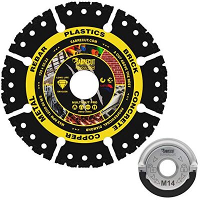 SabreCut 2pcs VB125MUGRB 125mm 45mm 22.23mm Alésage Lame circulaire TCT Vacuum-brazed diamond disc coupent multiple materials; quick-change M14 flange offre sûr tool-free disc changes - Publicité SabreCut 2pcs VB125MUGRB 125mm 45mm 22.23mm Alésage Lame circulaire TCT Vacuum-brazed diamond disc coupent multiple materials; quick-change M14 flange offre sûr tool-free disc changes - Publicité