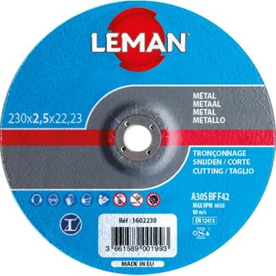 LEMAN - D125Al22.23Ep2.5 - 125mm - Ø22,23mm - Disque à tronçonner - Publicité LEMAN - D125Al22.23Ep2.5 - 125mm - Ø22,23mm - Disque à tronçonner - Publicité