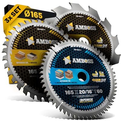 Amboss Werkzeuge ® Lot de lames de scie circulaire manuelle Ø 165 x 20 mm 3 lames pour bois, métal, plastique Compatible avec Bosch GKS 165 GKS 55. Makita DHS630Z - Publicité Amboss Werkzeuge ® Lot de lames de scie circulaire manuelle Ø 165 x 20 mm 3 lames pour bois, métal, plastique Compatible avec Bosch GKS 165 GKS 55. Makita DHS630Z - Publicité