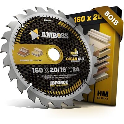 Amboss Werkzeuge ® Lame de scie circulaire HM, 160 x 20/16 mm, 16 Z24, à dents alternées, pour le bois Allround, avec bague de réduction, compatible avec Festool HKC 55 EB, TS 55 R, TSC 55 - Publicité Amboss Werkzeuge ® Lame de scie circulaire HM, 160 x 20/16 mm, 16 Z24, à dents alternées, pour le bois Allround, avec bague de réduction, compatible avec Festool HKC 55 EB, TS 55 R, TSC 55 - Publicité