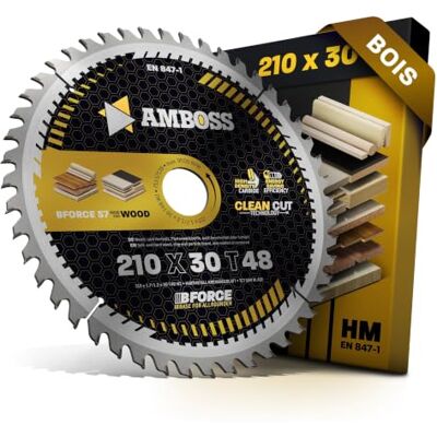 Amboss Werkzeuge AMBOSS lame scie circulaire 210x30mm (bois) lame de scie 210 avec 48 dents lame scie circulaire Ø 210mm compatible Festool: TS75EBQ Holzmann: HKS210L Makita: 5008 MG. Einhell. Parkside. Publicité Amboss Werkzeuge AMBOSS lame scie circulaire 210x30mm (bois) lame de scie 210 avec 48 dents lame scie circulaire Ø 210mm compatible Festool: TS75EBQ Holzmann: HKS210L Makita: 5008 MG. Einhell. Parkside. Publicité