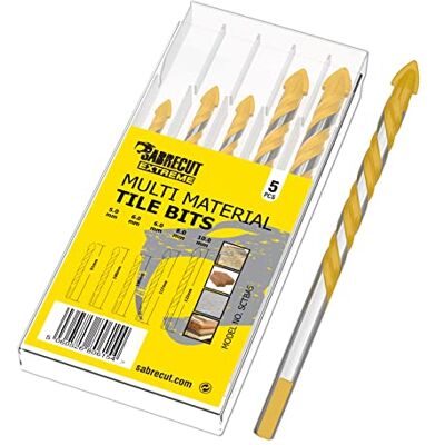 SabreCut 5pcs SCTBA5 Foret carrelage verre Durable Pro pointes carbure et double flutes offrent rapide, propre perçage dans céramique, verre, granit, marbre et porcelaine - Publicité SabreCut 5pcs SCTBA5 Foret carrelage verre Durable Pro pointes carbure et double flutes offrent rapide, propre perçage dans céramique, verre, granit, marbre et porcelaine - Publicité