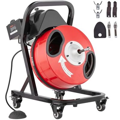 VEVOR Déboucheur Électrique de Canalisation 15 m x 1,27 cm Machine de Nettoyage de Tuyaux Alimentation Manuelle sur Roues Nettoyeur de Tube avec 4 Coupeurs, Commande à Pied par Air pour Tuyaux 5-10 cm - Publicité VEVOR Déboucheur Électrique de Canalisation 15 m x 1,27 cm Machine de Nettoyage de Tuyaux Alimentation Manuelle sur Roues Nettoyeur de Tube avec 4 Coupeurs, Commande à Pied par Air pour Tuyaux 5-10 cm - Publicité