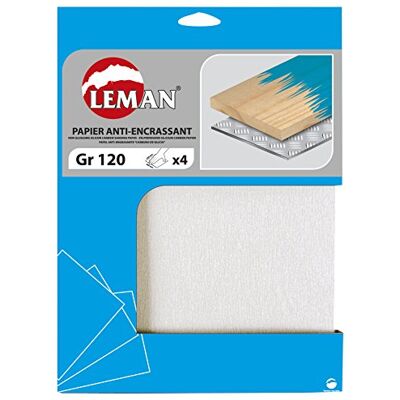 Leman PA.12 Lot de 4 Feuilles abrasifs papier anti-encrassant 230 x 280 mm Grain 120 - Publicité Leman PA.12 Lot de 4 Feuilles abrasifs papier anti-encrassant 230 x 280 mm Grain 120 - Publicité