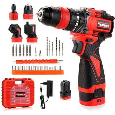 TEENO 18 V Brushless Multifonctionnel Kit de perceuse-visseuse sans fil, Système Multi-Têtes, 20+3 Couple, 45 Nm, 2 Vitesses, Adaptateur Offset, Mandrin Rapide, Adaptateur d'angle Droit, LED, DIY - Publicité TEENO 18 V Brushless Multifonctionnel Kit de perceuse-visseuse sans fil, Système Multi-Têtes, 20+3 Couple, 45 Nm, 2 Vitesses, Adaptateur Offset, Mandrin Rapide, Adaptateur d'angle Droit, LED, DIY - Publicité