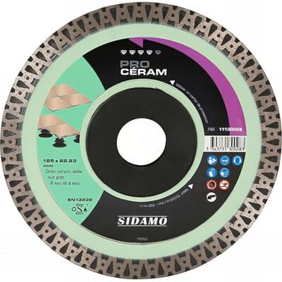 Sidamo - Disque diamant PRO CÉRAM D.125x22,23xh 10mm - Disque diamant - Publicité Sidamo - Disque diamant PRO CÉRAM D.125x22,23xh 10mm - Disque diamant - Publicité