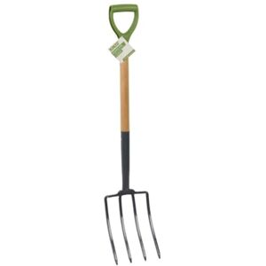 Kinzo Fourche à Foin à 4 Dents Outil de Jardin avec Manche en Bois Fourche à fumier pour Potager et Compost Fourche Robuste pour Creuser, aérer et desserrer - Publicité Kinzo Fourche à Foin à 4 Dents Outil de Jardin avec Manche en Bois Fourche à fumier pour Potager et Compost Fourche Robuste pour Creuser, aérer et desserrer - Publicité