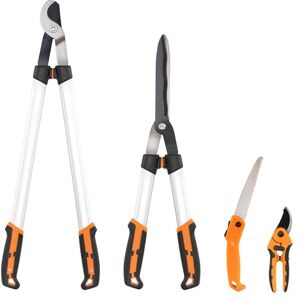 Outsunny Ensemble de 4 Cisailles de Jardin avec Taille-Haies, Ébrancheurs, Sécateurs et Scie Pliable, Outils de Jardin Robustes avec Lames Tranchantes et Poignée en Aluminium Antidérapante - Publicité Outsunny Ensemble de 4 Cisailles de Jardin avec Taille-Haies, Ébrancheurs, Sécateurs et Scie Pliable, Outils de Jardin Robustes avec Lames Tranchantes et Poignée en Aluminium Antidérapante - Publicité