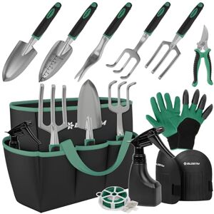 BLOSTM Ensemble d'outils de jardinage 11 pièces – Kit d'outils de jardin robustes avec sac fourre-tout imperméable – Ensemble de truelles de jardin antirouille (vert/noir) - Publicité BLOSTM Ensemble d'outils de jardinage 11 pièces – Kit d'outils de jardin robustes avec sac fourre-tout imperméable – Ensemble de truelles de jardin antirouille (vert/noir) - Publicité