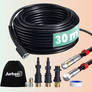Jurhan Kit de nettoyage de canalisations (30 m) – Kit avec 3 adaptateurs – Tuyau de nettoyage de canalisations haut pression de haute qualité - Publicité Jurhan Kit de nettoyage de canalisations (30 m) – Kit avec 3 adaptateurs – Tuyau de nettoyage de canalisations haut pression de haute qualité - Publicité