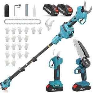 WaaYb Sécateur Électrique avec Perche, Sécateur Électrique Sans Fil, Batterie Li-ion 2X2.0ah, Secateur Telescopique Electrique Ciseaux de Jardin,Lames Sk5, Réglage de L'angle 90° - Publicité WaaYb Sécateur Électrique avec Perche, Sécateur Électrique Sans Fil, Batterie Li-ion 2X2.0ah, Secateur Telescopique Electrique Ciseaux de Jardin,Lames Sk5, Réglage de L'angle 90° - Publicité
