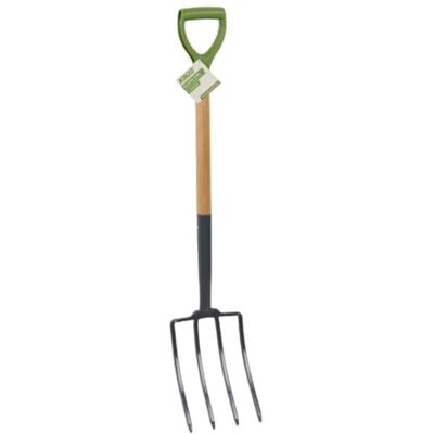 Kinzo Fourche à Foin à 4 Dents Outil de Jardin avec Manche en Bois Fourche à fumier pour Potager et Compost Fourche Robuste pour Creuser, aérer et desserrer - Publicité Kinzo Fourche à Foin à 4 Dents Outil de Jardin avec Manche en Bois Fourche à fumier pour Potager et Compost Fourche Robuste pour Creuser, aérer et desserrer - Publicité