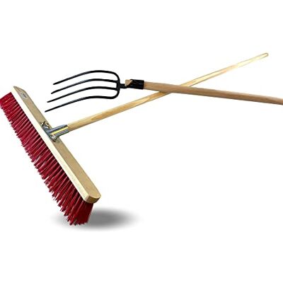 KIBROS Ensemble Balai cantonnier PVC 60 cm Fourche 4 Dents Fines Bois Fumier foin végétaux, nettoyage écurie, balayage terrasse, 2 outils avec manches bois inclus. Publicité KIBROS Ensemble Balai cantonnier PVC 60 cm Fourche 4 Dents Fines Bois Fumier foin végétaux, nettoyage écurie, balayage terrasse, 2 outils avec manches bois inclus. Publicité