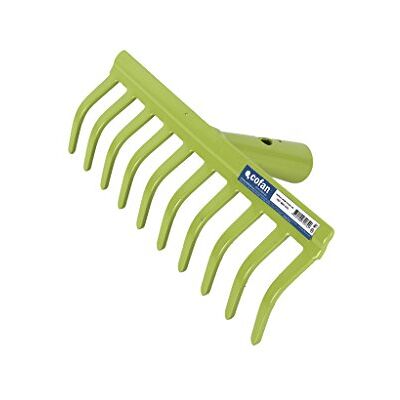 Cofan Râteau pour Jardin Avec 10 Dents Râteaux Métalliques Couleur Verte Pour Manche en Bois - Publicité Cofan Râteau pour Jardin Avec 10 Dents Râteaux Métalliques Couleur Verte Pour Manche en Bois - Publicité
