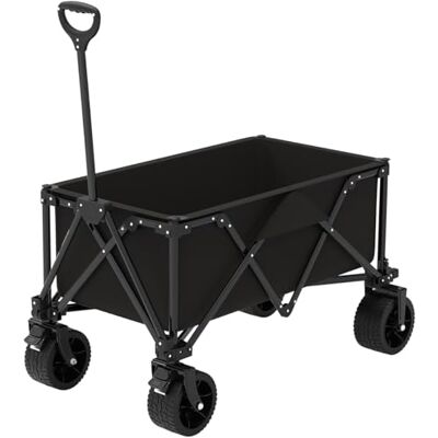 GT Garden Chariot de Transport Pliable Noir avec Roues Tout Terrain - Publicité GT Garden Chariot de Transport Pliable Noir avec Roues Tout Terrain - Publicité