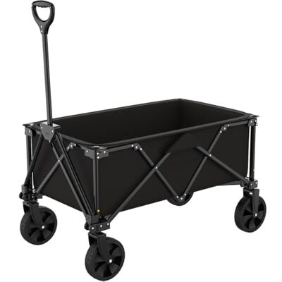 GT Garden Chariot de Transport Pliable Noir - Publicité GT Garden Chariot de Transport Pliable Noir - Publicité