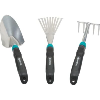 Gardena 8964-30 Set de herramientas Comfort Contenido; 1 Pala transplantadora Comfort, Rastrillo de Mano Comfort y Rastrillo de césped Comfort en Set de 18 unidades - Publicité Gardena 8964-30 Set de herramientas Comfort Contenido; 1 Pala transplantadora Comfort, Rastrillo de Mano Comfort y Rastrillo de césped Comfort en Set de 18 unidades - Publicité