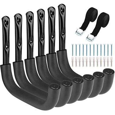 Heavdace Lot de 6 crochets robustes pour échelle de rangement de garage, 25,4 cm, support mural de rangement pour vélos, outils de jardin, chaise, tuyau - Publicité Heavdace Lot de 6 crochets robustes pour échelle de rangement de garage, 25,4 cm, support mural de rangement pour vélos, outils de jardin, chaise, tuyau - Publicité