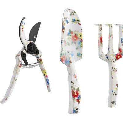 Outsunny Ensemble Jardinage 3 Pcs Aluminium avec Motif Floral – Sécateur Truelle, Râteau à Main, Idéal pour Entretien et Taille des Plantes, Outillage de Jardin - Publicité Outsunny Ensemble Jardinage 3 Pcs Aluminium avec Motif Floral – Sécateur Truelle, Râteau à Main, Idéal pour Entretien et Taille des Plantes, Outillage de Jardin - Publicité