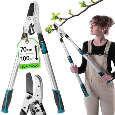 KADAX Amboss Sécateur télescopique de 70 à 100 cm pour branches épaisses jusqu'à 80 mm avec poignées antidérapantes et lame en acier tranchante pour une coupe précise des arbres - Publicité KADAX Amboss Sécateur télescopique de 70 à 100 cm pour branches épaisses jusqu'à 80 mm avec poignées antidérapantes et lame en acier tranchante pour une coupe précise des arbres - Publicité