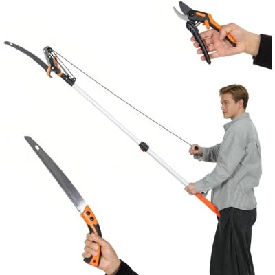 Outsunny Élagueur télescopique 2 en 1, Scie Manuelle pour Branches Hautes Sécateur avec Verrou de Sécurité, Perche Télescopique en Aluminium 2 m, Lame Tranchante, pour Palmiers, Arbustes - Publicité Outsunny Élagueur télescopique 2 en 1, Scie Manuelle pour Branches Hautes Sécateur avec Verrou de Sécurité, Perche Télescopique en Aluminium 2 m, Lame Tranchante, pour Palmiers, Arbustes - Publicité
